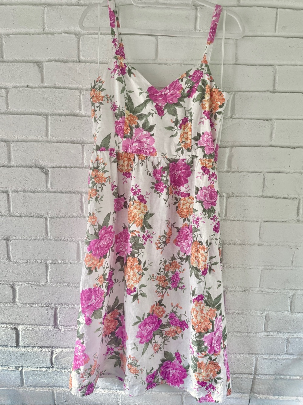 NWOT✨ CYNTHIA ROWLEY • Linen Midi Sun Dress • White Floral • Womens 6 US - Picture 2 of 12